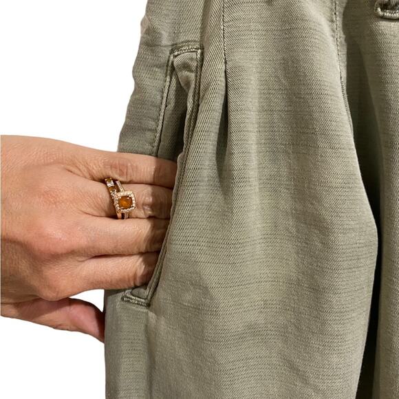 By Anthropologie Green Blythe Wide Leg Crop Pants Sz 8 - Picture 7 of 16